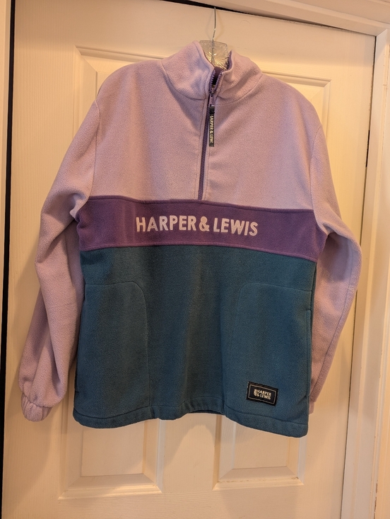 Harper & Lewis Tops - Harper & Lewis Womens  Fleece Pullover Lavender Purple Teal Colorblock  Med NWOT